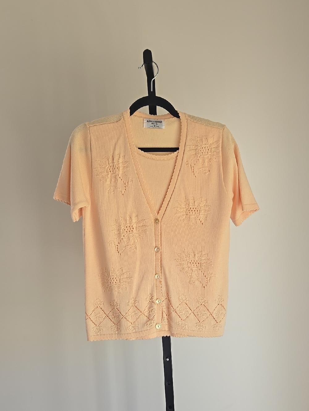 Vintage Alfred Dunner Sunflower Yellow Knit Button Cardigan
